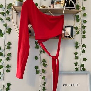 Shein long sleeve, one shoulder crop top